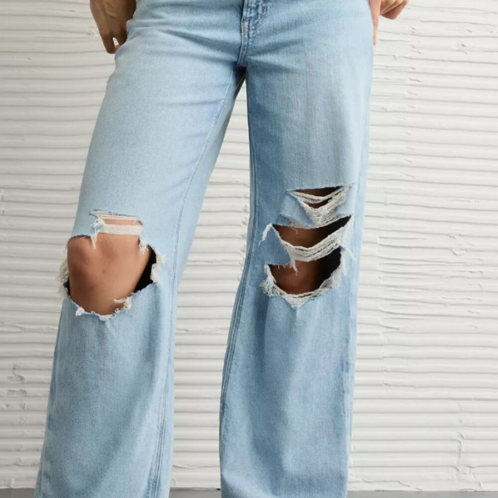 American Eagle Super High‑Rise Baggy Wide‑Leg Jeans | Size 32